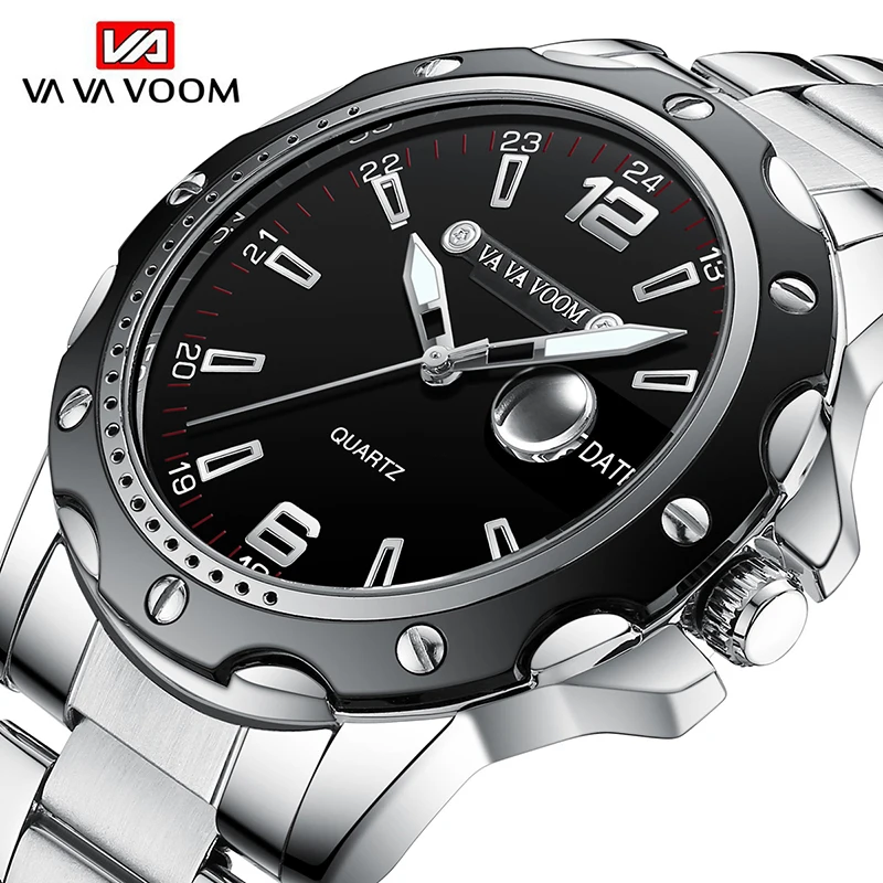 Silver Stainless Steel Men Watches 2023 Luxury Brand Luminous Quartz Military Watch Man Business Waterproof Sport Clock Male New