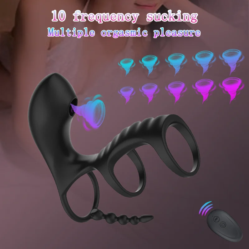 Penisring Drievoudige Ring Vergroting Erectie Vertraagde Ejaculatie Penis Massager Clitoris Zuigstimulator Mannen Volwassen Seksspeeltjes