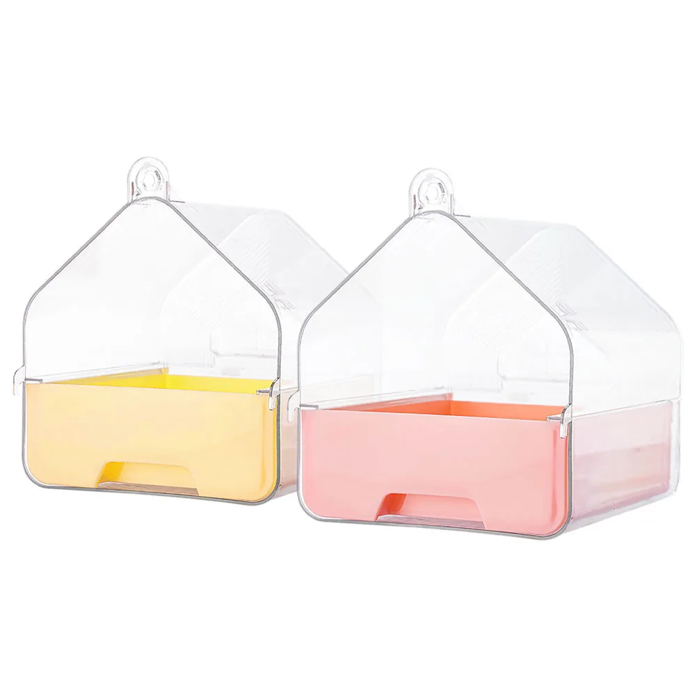 

2Pcs Transparent Parrot Bath Box Drawer Design Hanging Cage Shower Tub for Small Birds Parakeets Cockatiels Parakeet Supplies
