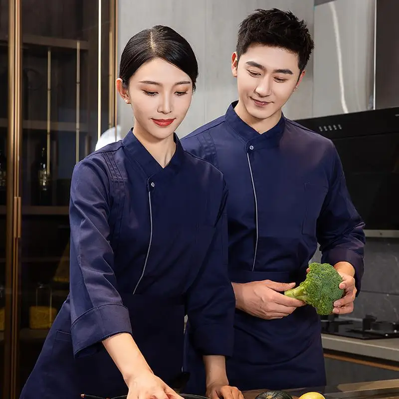 Chef Overalls Men's Long-Sleeved Autumn and Winter Dining Hotel Baking Cake Western Restaurant Kitchen Clothes