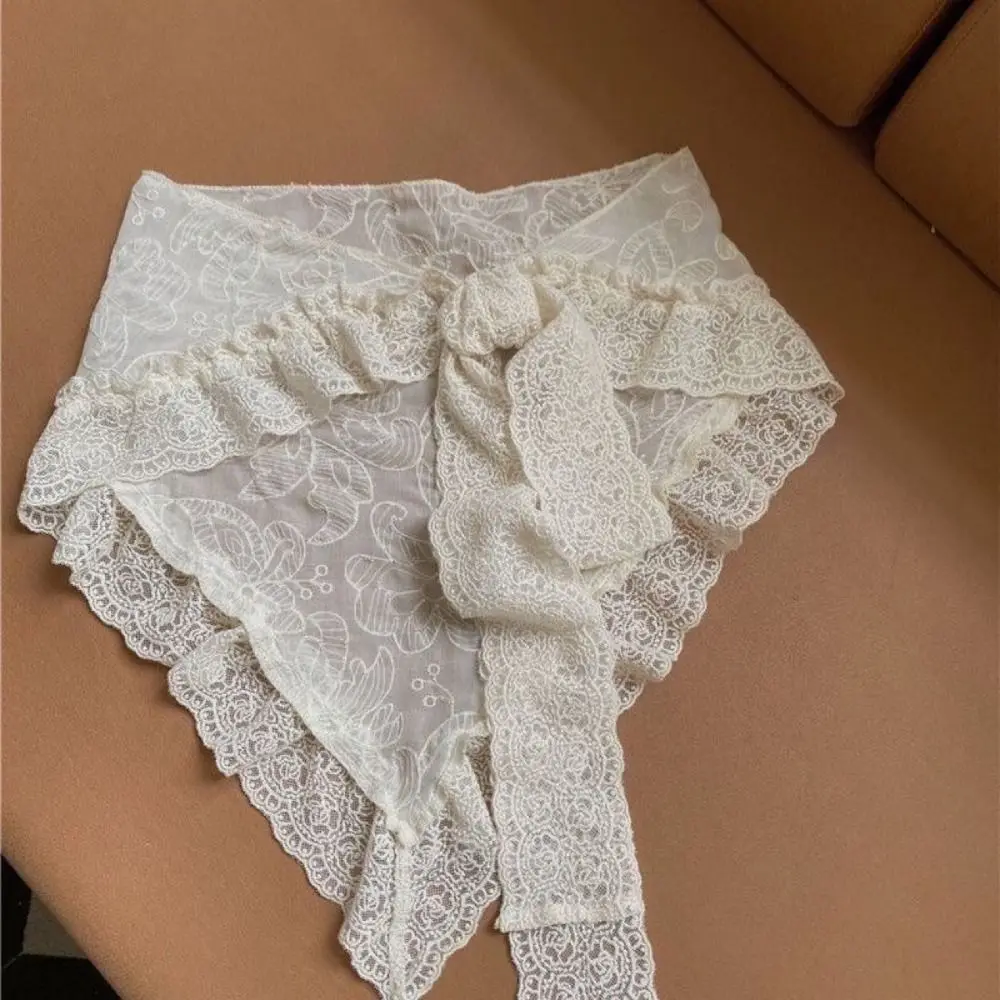 Floral Printed Lace Triangle Scarf Ethnic Style Embroidered Lace Headband Pastoral Style Countryside Style Skirt Curtain