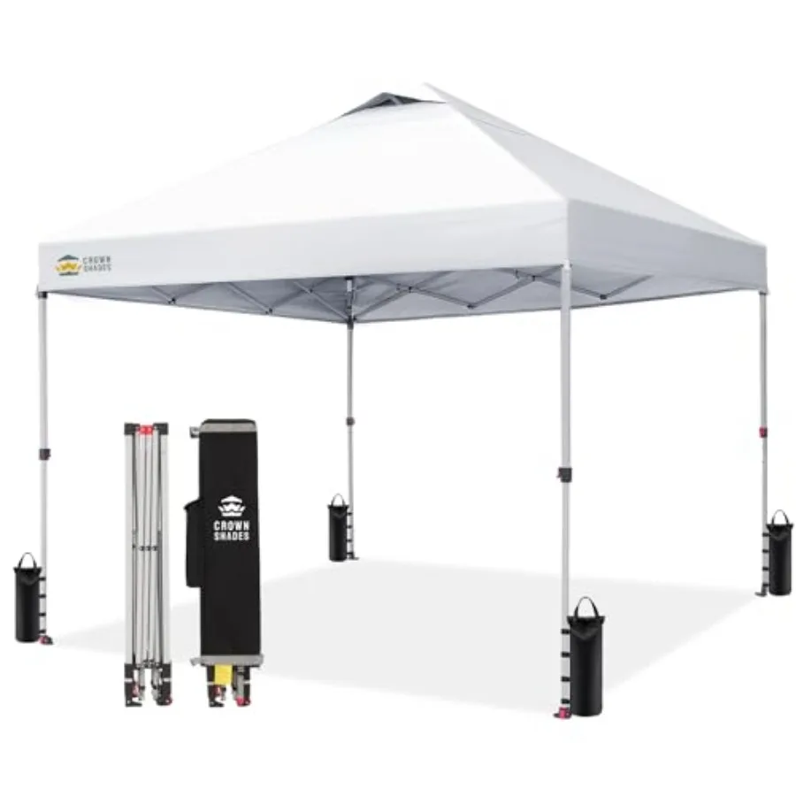 

10x10 Pop Up Canopy with One Push Setup for Easy Outdoor Sun Shade at Beach Camping Events and Parties Silver Coated Top with G