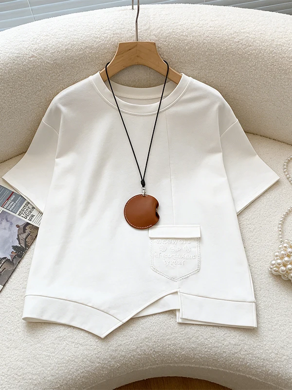 

Loose Casual Short Sleeve T-Shirt Women's plus Size Korean Design Summer Fashionable Breathable Comfortable City Commute