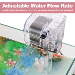 Fish Tank Filter Wall-mounted Waterfall External Filter Fish Tank Oxygen Pump with 2 Filter Cotton for 5~10 Gallon Aquariums