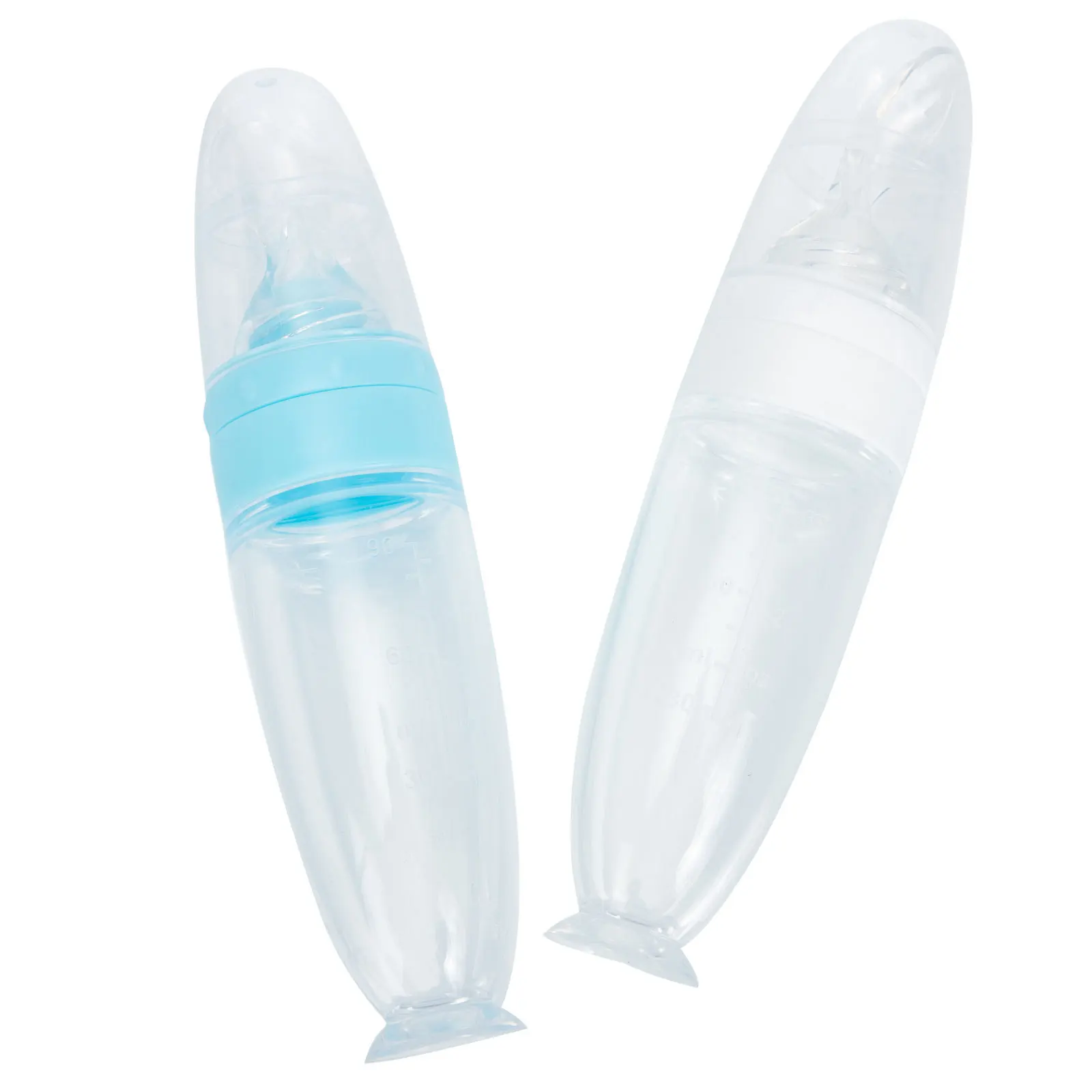 2 قطعة سيليكون الطفل الغذاء زجاجة مغذيات ضغط موزع للحبوب هريس حليب الثدي صيغة السفر استخدام المهارات الحركية الدقيقة