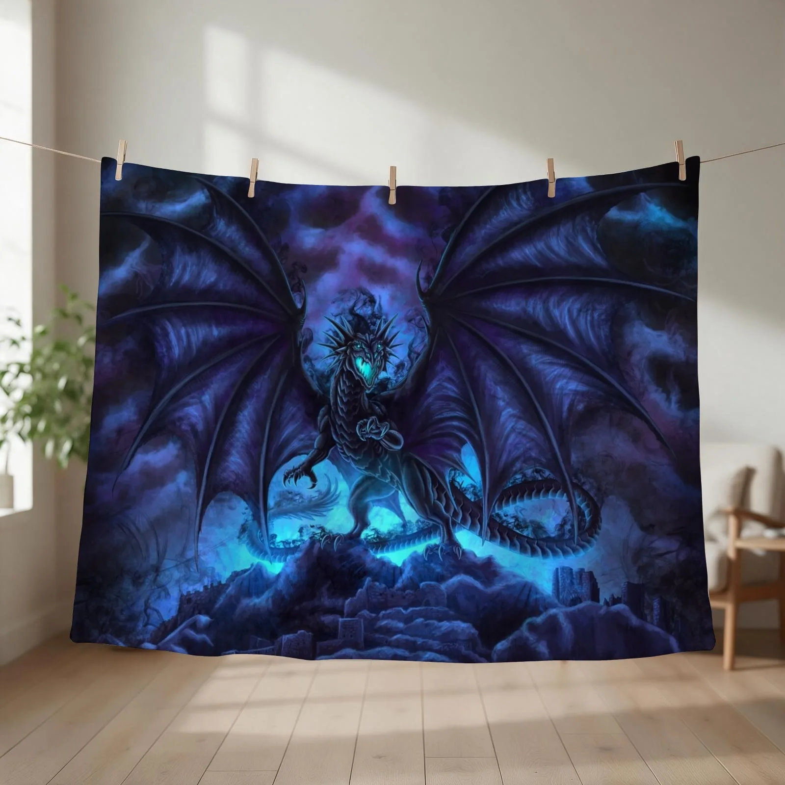 Shadow Dragon Throw Blanket couch cozy soft plush fuzzy picnic outdoor blanket
