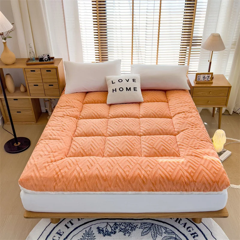 Lamb Velvet Mattress Thickened Cushion Home Tatami Dormitory Single Student Dormitory Bed Carpet Sponge Double Bed Weighted Mat