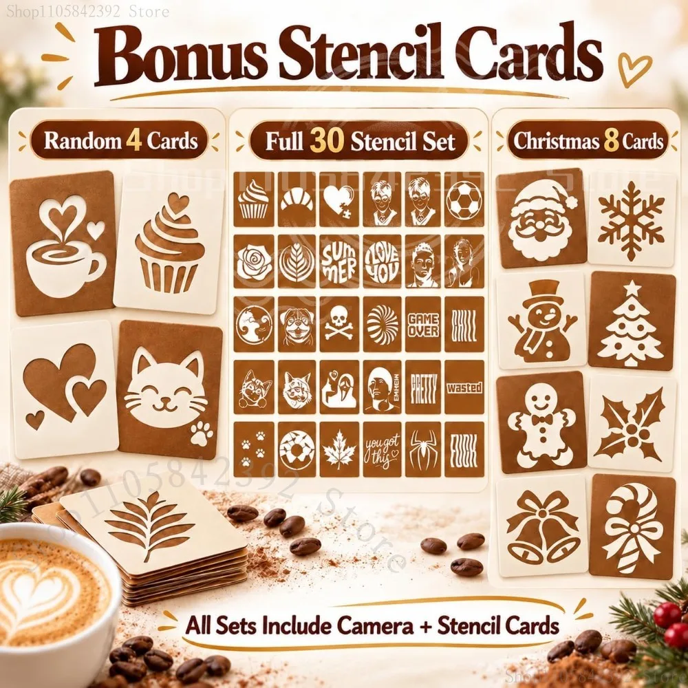 2026 Christmas Latte Art Printer Machine 3D Coffee Printed Latte Art Camera ，for Coffee Shop Christmas Gift Coffee Art Stencil