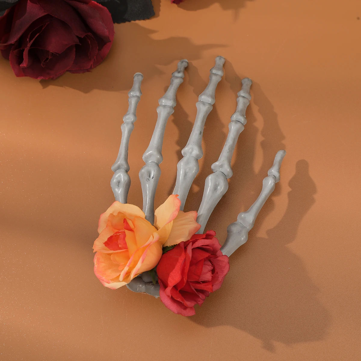 AWAYTR Skull Skeleton Hand Retro Rose Hair Clip Cos Hair Accessories Bone Hairpin Halloween Party Gifts For Women Hair Accessori