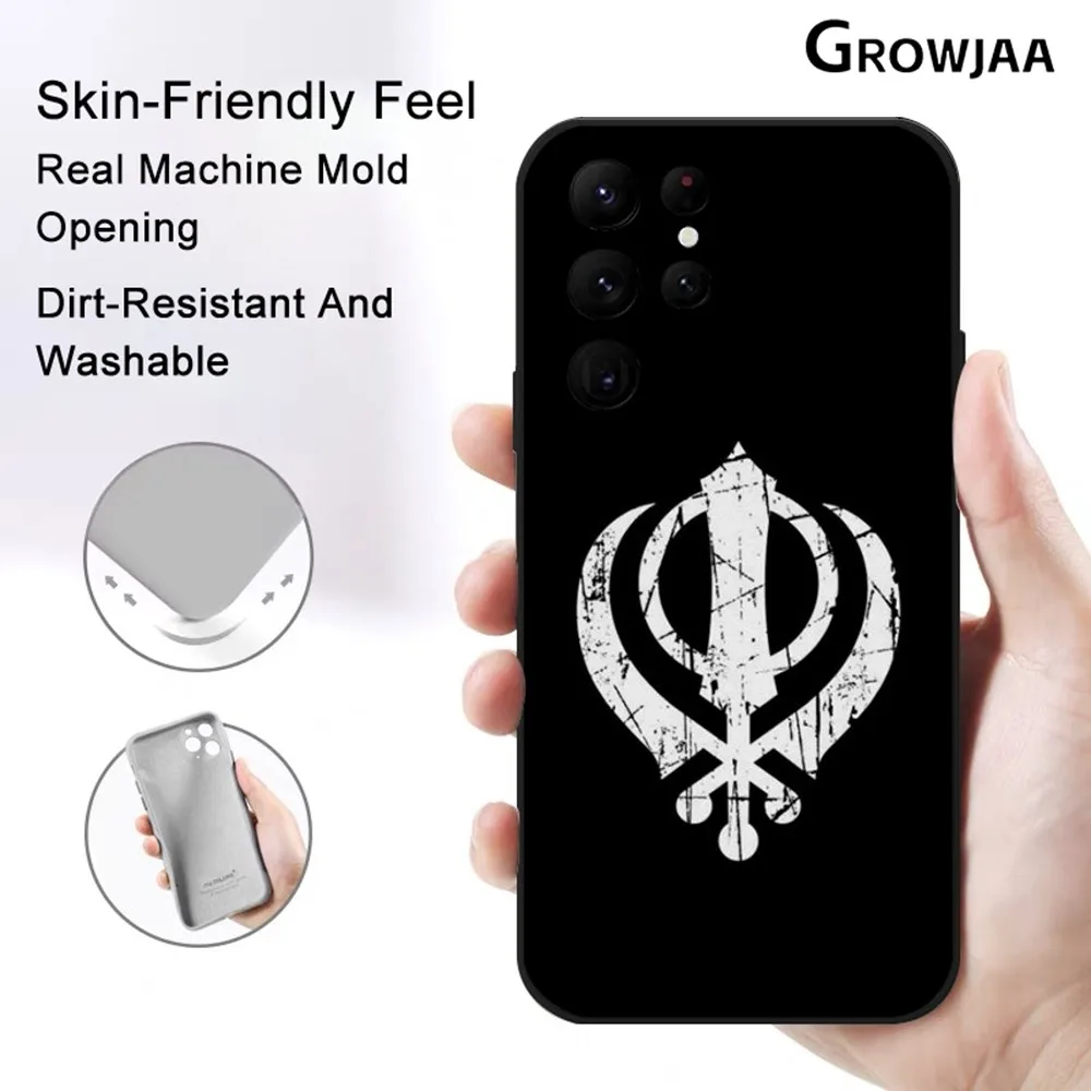 Sikh K-Khanda Sikhism Phone Case for Samsung Galaxy S24 Ultra S22 S23 Ultra S21 S20 5G Protective Silicone TPU Funda