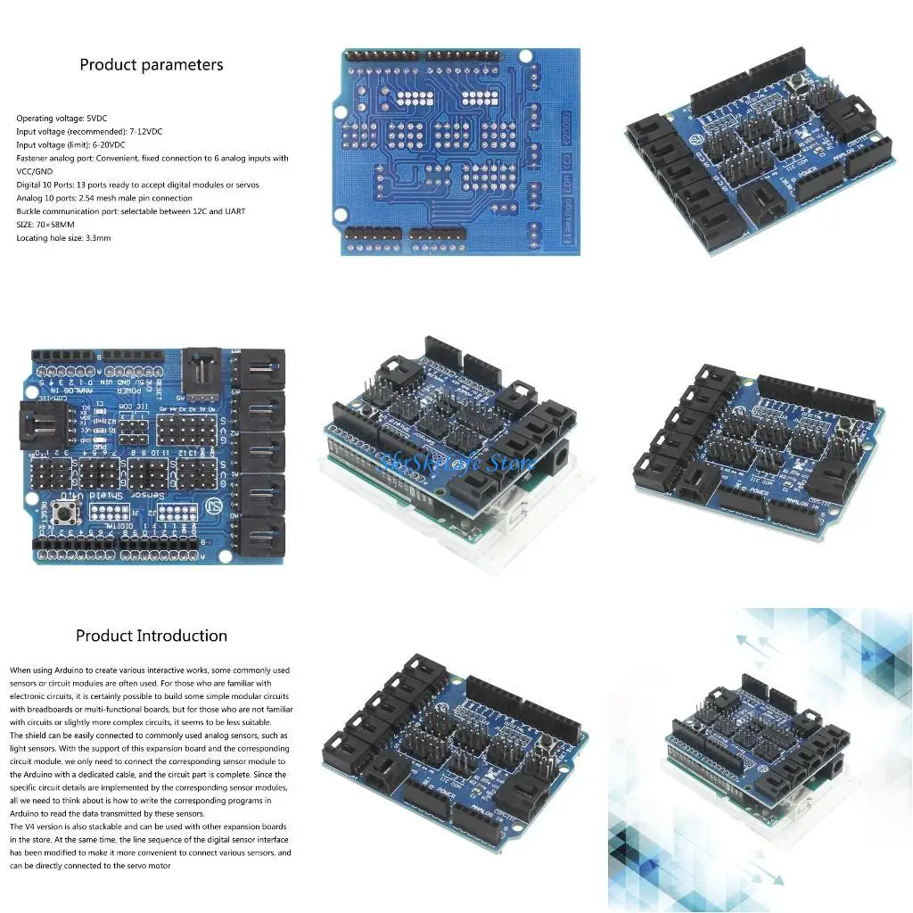 

E65E Electronics Sensors Shield V4.0 Digital Analog Module Expansion Development Board Sensors Expansion Board Replacement