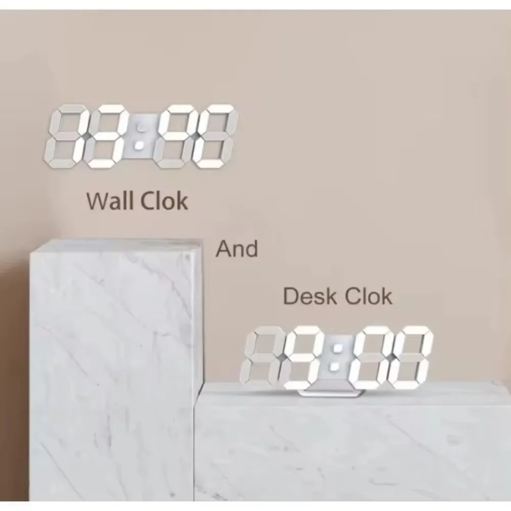 3D LED despertadores digitais com calendário e exibição de termômetro, relógio, eletrônicos, decoração de mesa, quarto, mesa