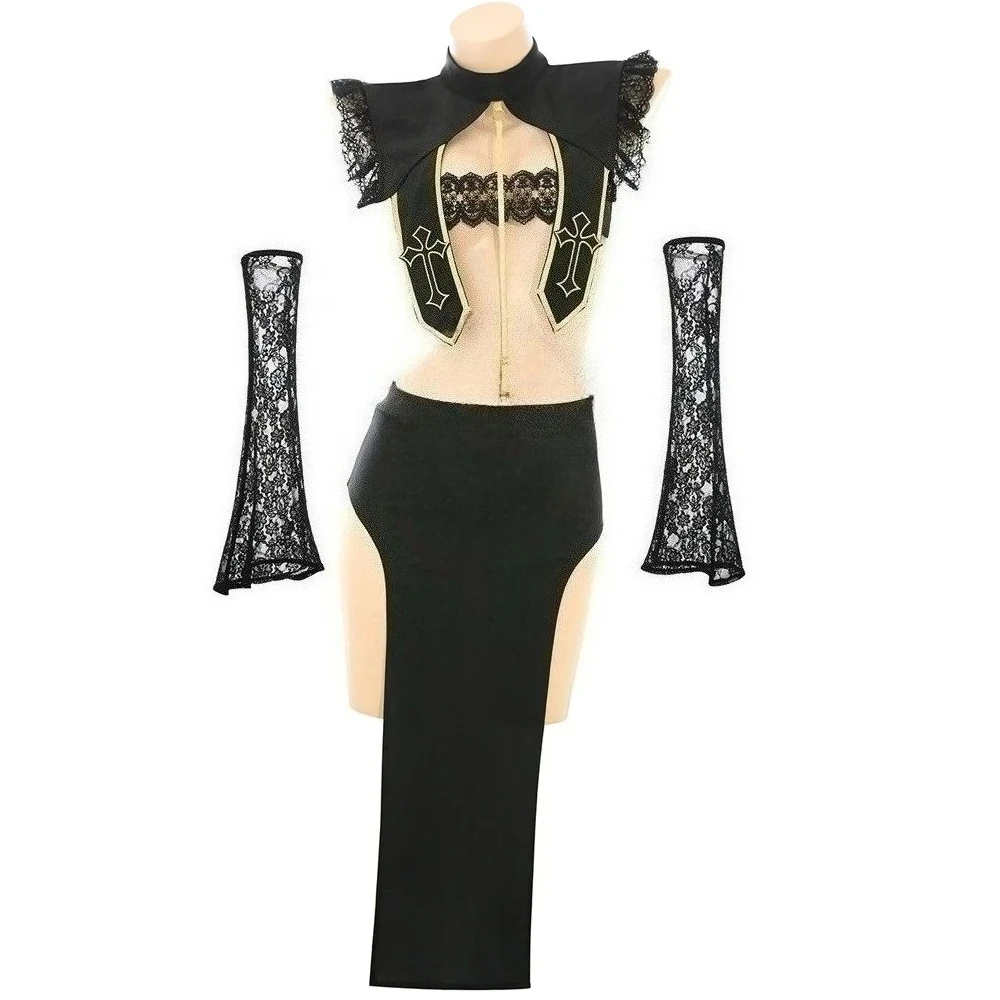 Anime Priestess Sister Nun Uniform Sexy Lingerie Temptation Pajamas Erotic Outfits Cosplay Costumes Goddess Roleplay Nightdress