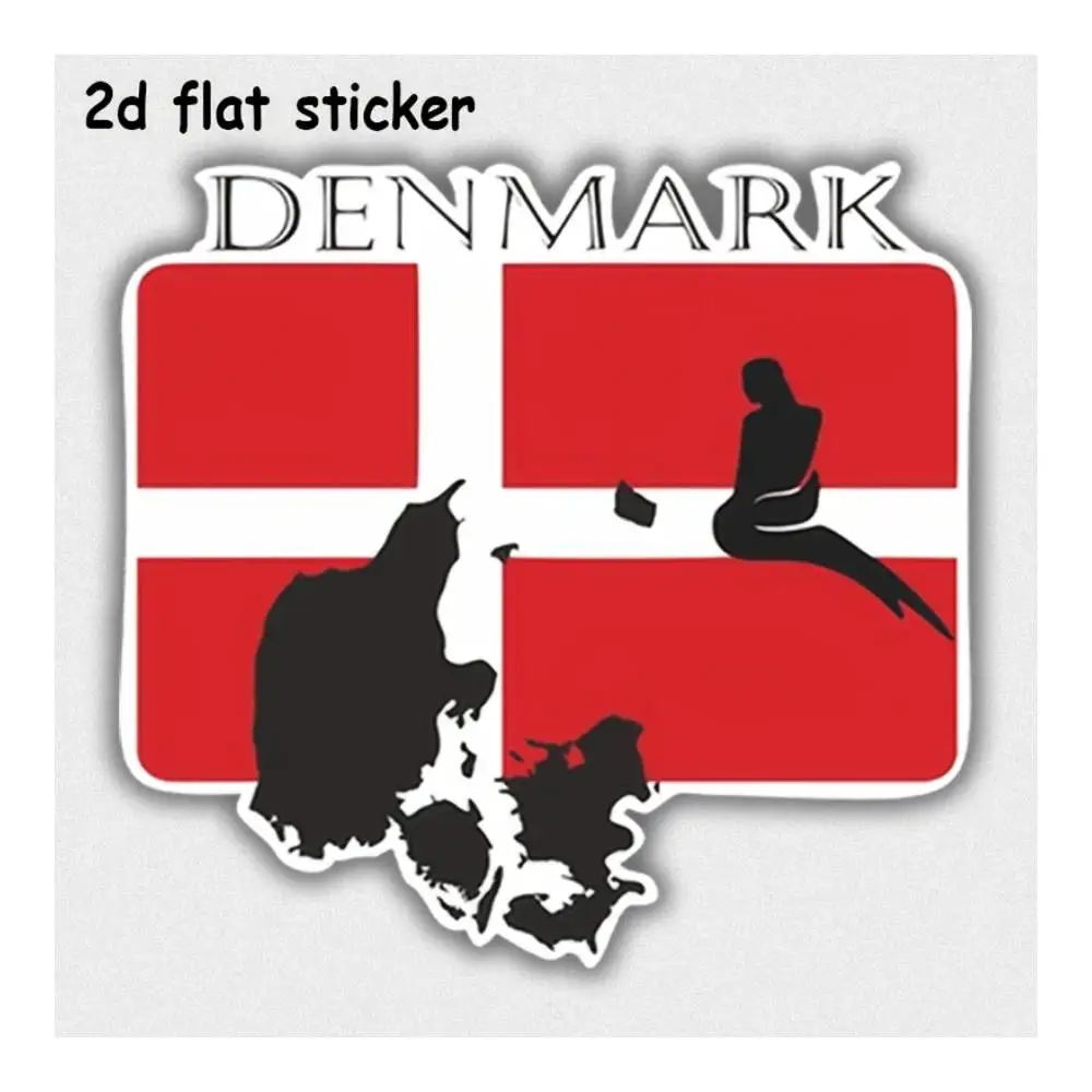 Denmark Flag And Map Design Sticker For Cars, Laptops, Windows, Doors, Fridges, Water Bottles