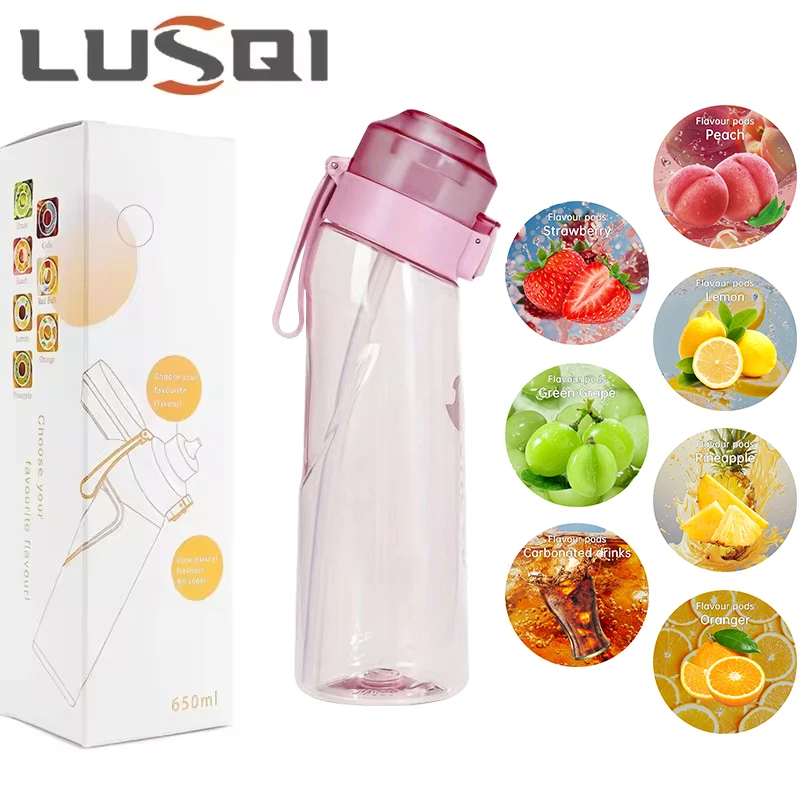 

LUSQI Air Flavored Water Bottle With 7 Flavor Pods Sports Fashion Straw Tritan Plastic Cup Suitable for Outdoor Sports Fitness