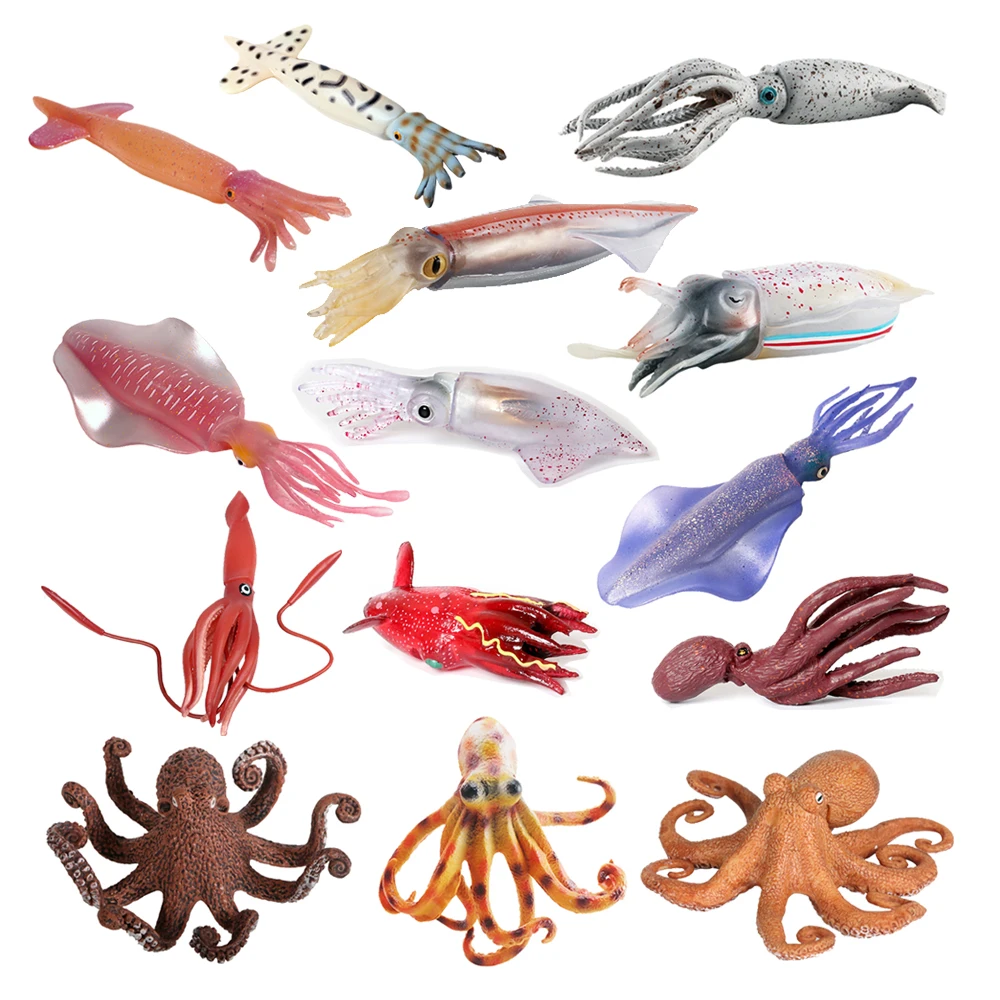 Poulpe calmar poisson encreur Figure jouet créature marine Figurine animale figurines d'action animaux en plastique enfants jouets pour enfants jeux marins