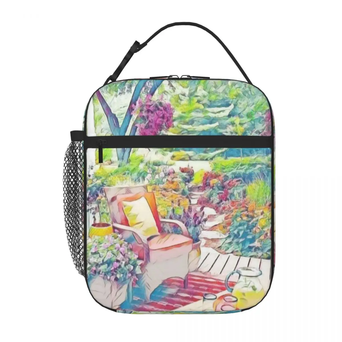 Hot Sale Outdoor Patio Garden Bench - Classic Seating Watercolor Lunch Box Bag Mountain Trip Student Lunch Bag