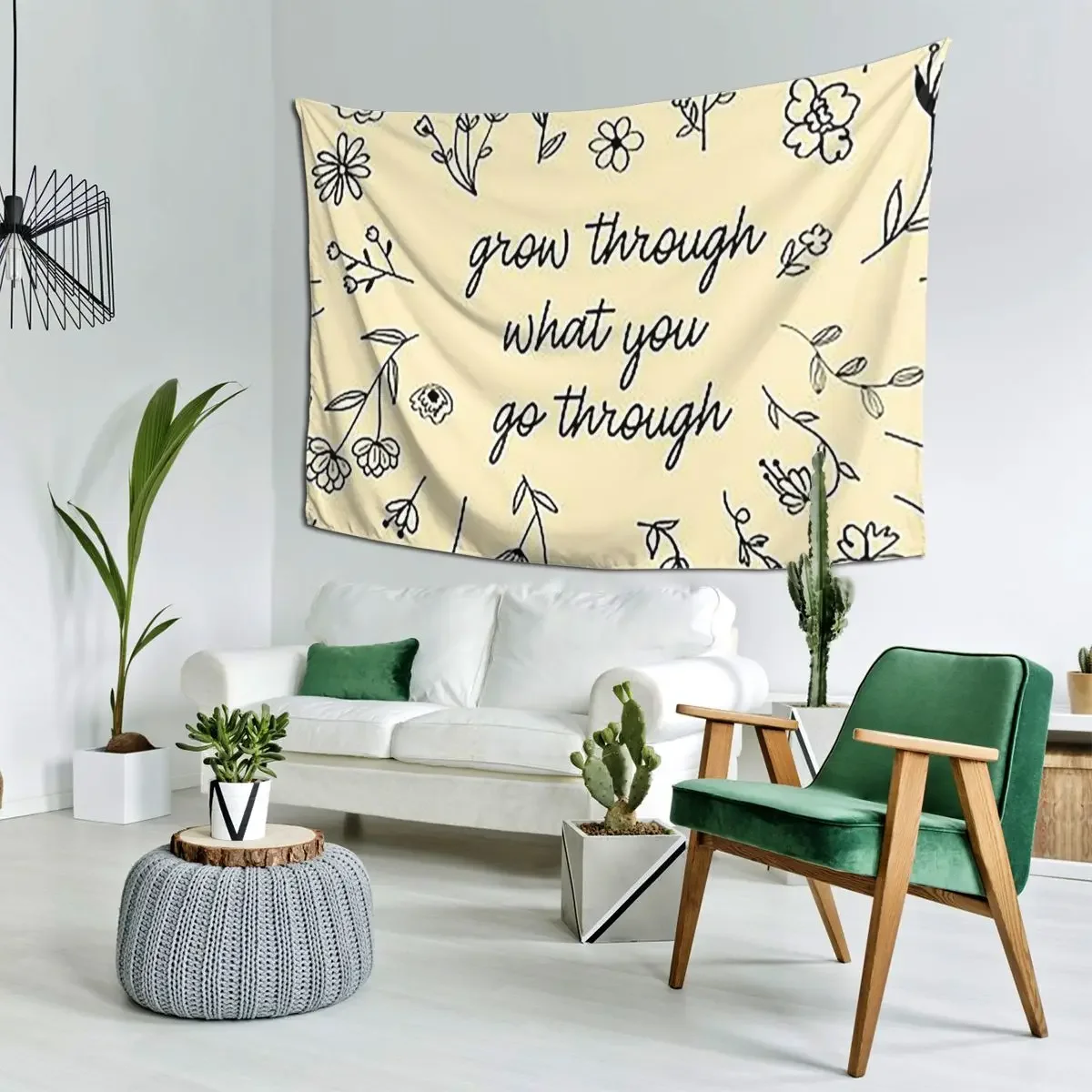 Go Through What You Grow Through Tapestry Art Wall Hanging Aesthetic Home Decoration Tapestries for Room Bedroom Dorm Room