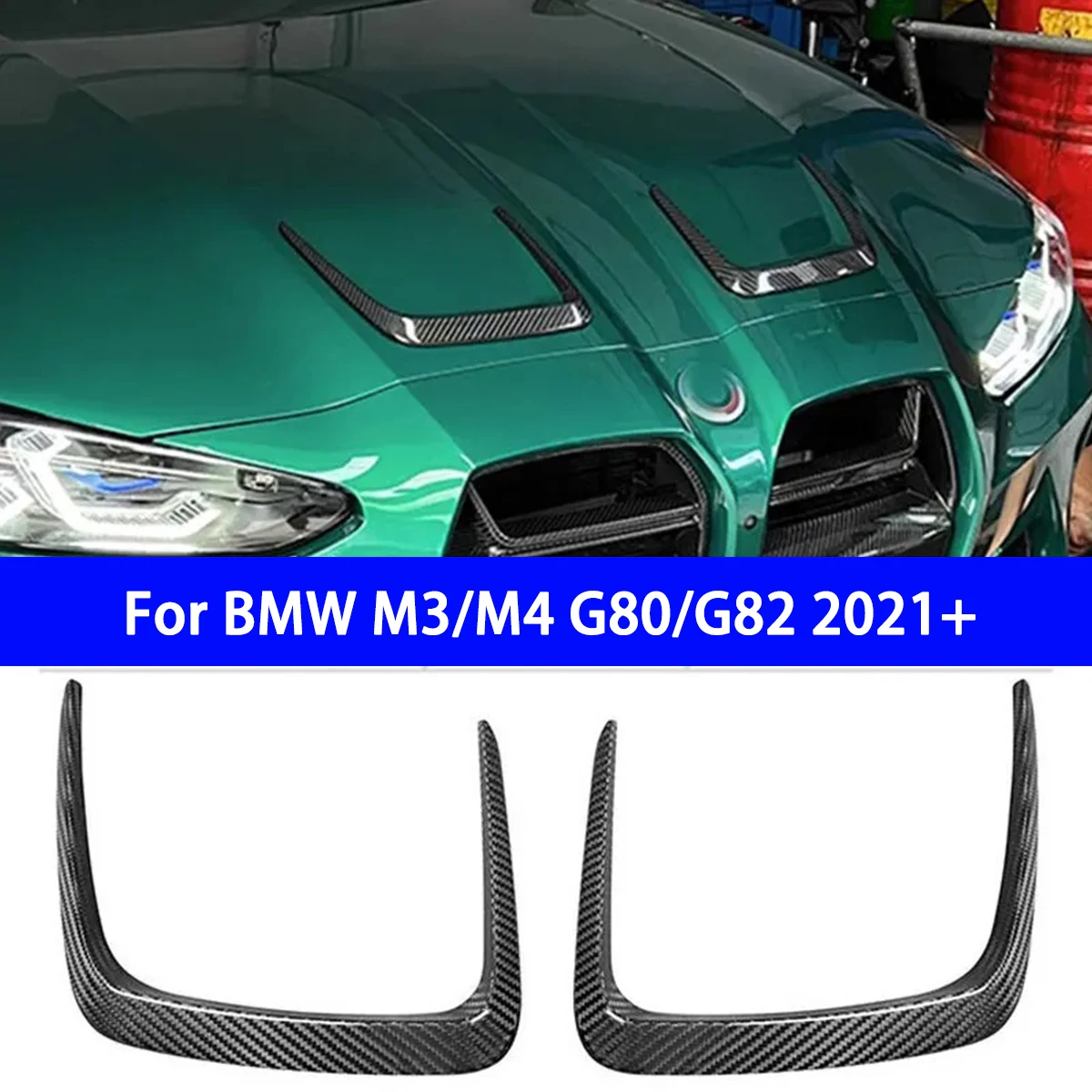 For The New BMW M3M4 G80 G82 2021+ Dry Carbon Fiber Modified Hood Air Vent  Hood Decorative Air Vent