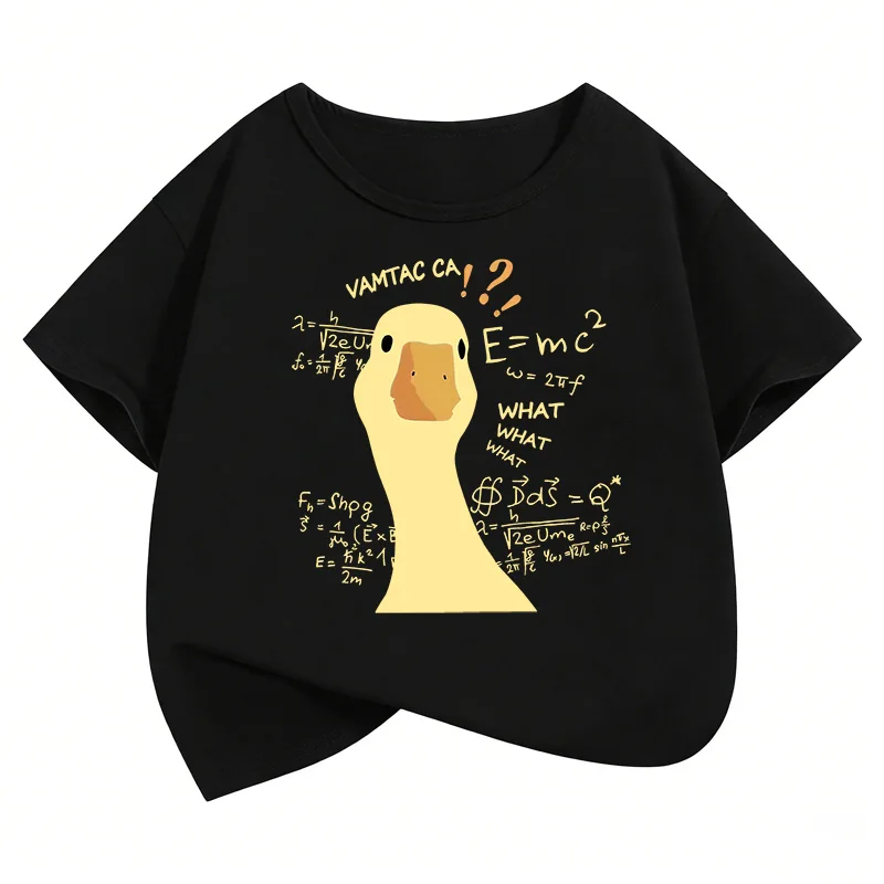 Cute Goose Design Kids Tshirts Summer Short Sleeve Tees Cartoon Animal Boys Girls Clothes Kawaii Tops Y2K Children T-shirt