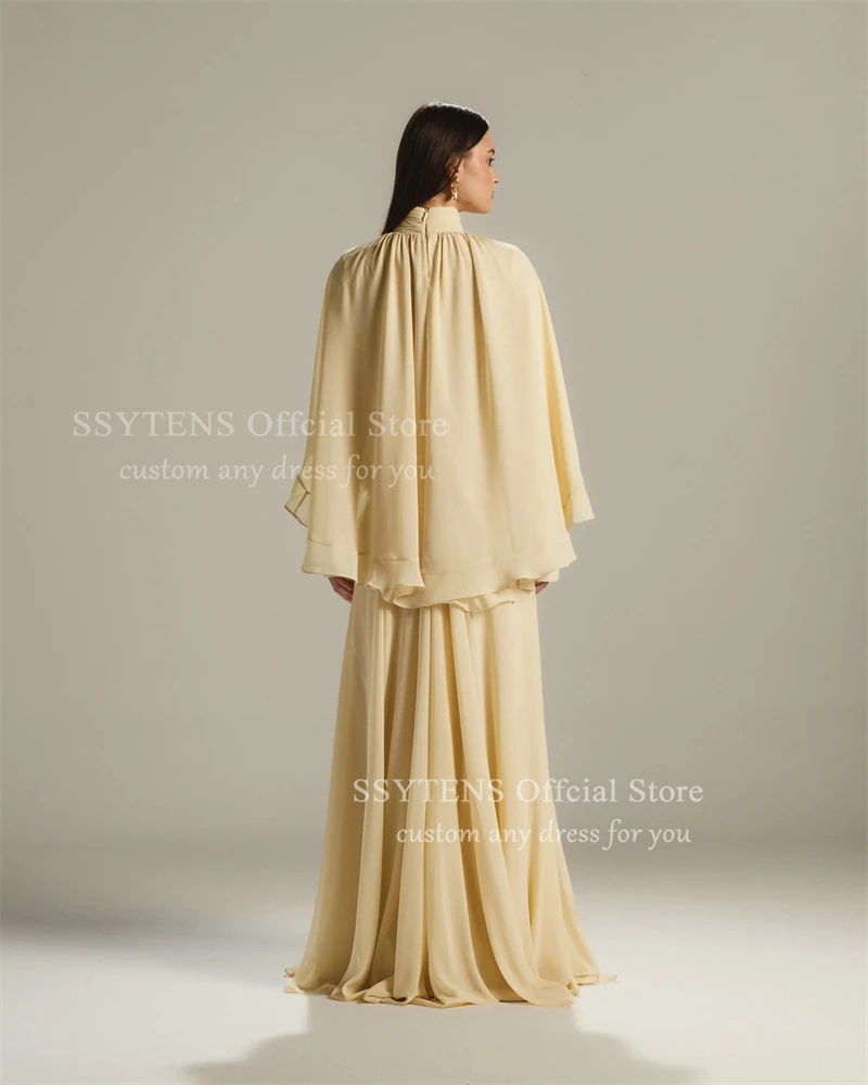 فساتين سهرة من SSYTENS Dubai فستان أنيق لحفلات الزفاف من الشيفون فساتين سهرة فاخرة بأكمام طويلة للنساء فستان سهرة