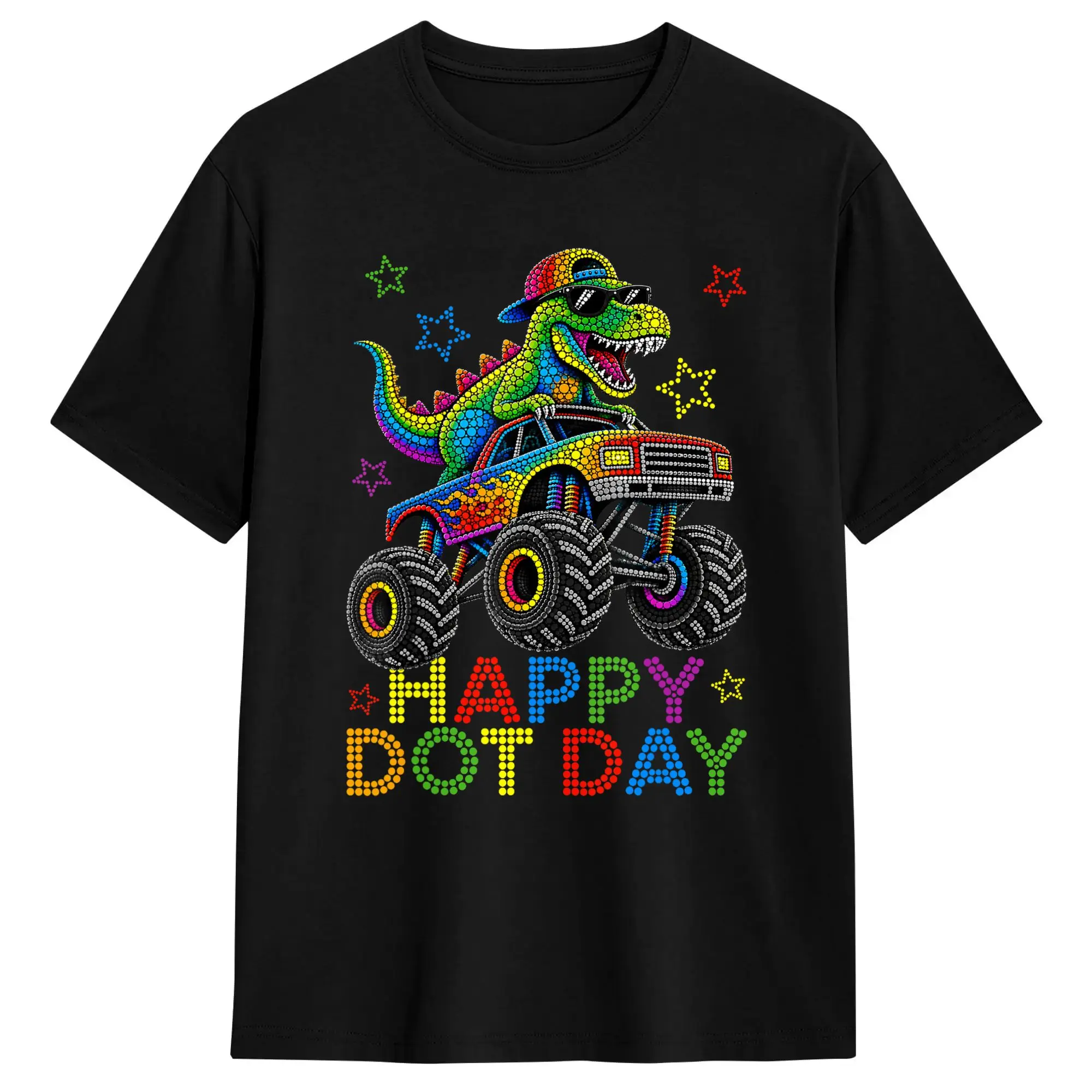 Men Happy Dot Day Monster Truck Dinosaur Polka Dot T Shirts Cotton Tees Summer Short-Sleeve T-Shirt O Neck Trendy Casual Tshirt