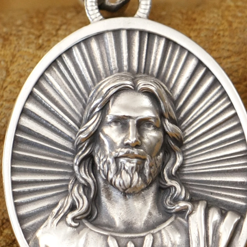 925 Sterling Silver Details Jesus Christ Pendant Charms Belief Jewelry TA440