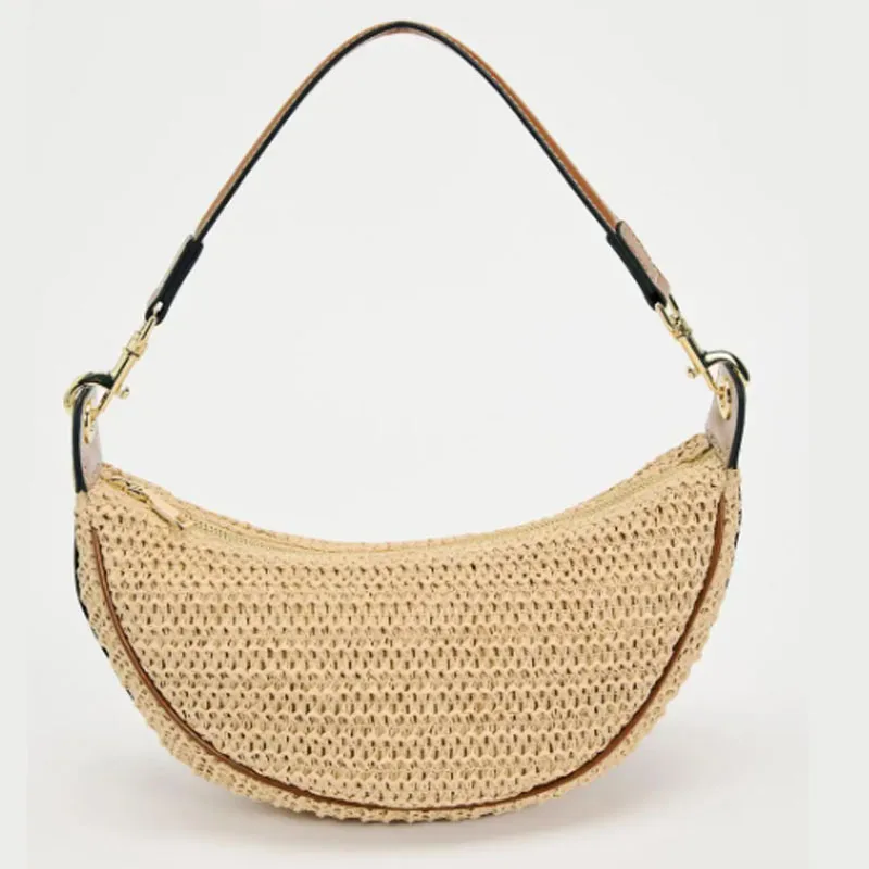 Bolso cruzado tejido de paja para mujer, bandolera de hombro tejida para playa, vacaciones, compras, Verano