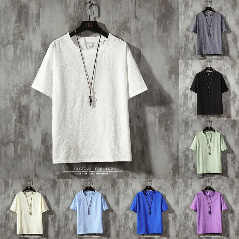 Summer Casual T Shirt Men Cotton short Sleeve Man T-Shirt O-neck Loose Short Sleeve Mens Tee shirt Homme plus size M-7XL 8XL