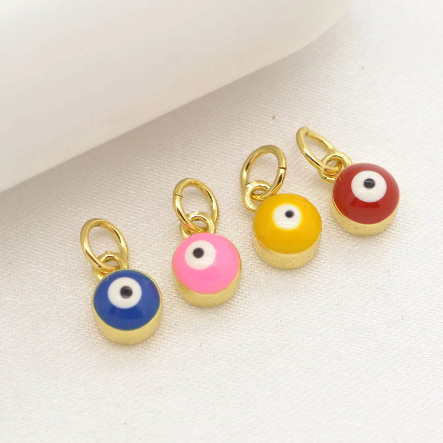 20 Pcs Devil Eye Colourful Enamel Mini Pendant Diy Bracelet Earrings Necklace Making Accessories Copper Plated Jewelry Wholesale