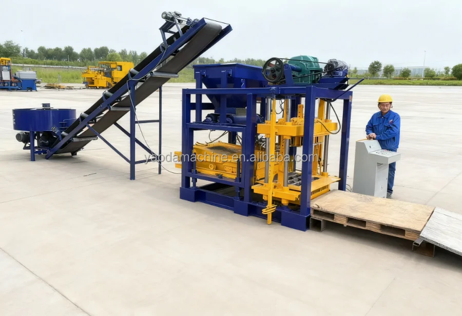 QTJ4-25 Vibration fly ash automatic hollow block forming machine, PLC control hollow block