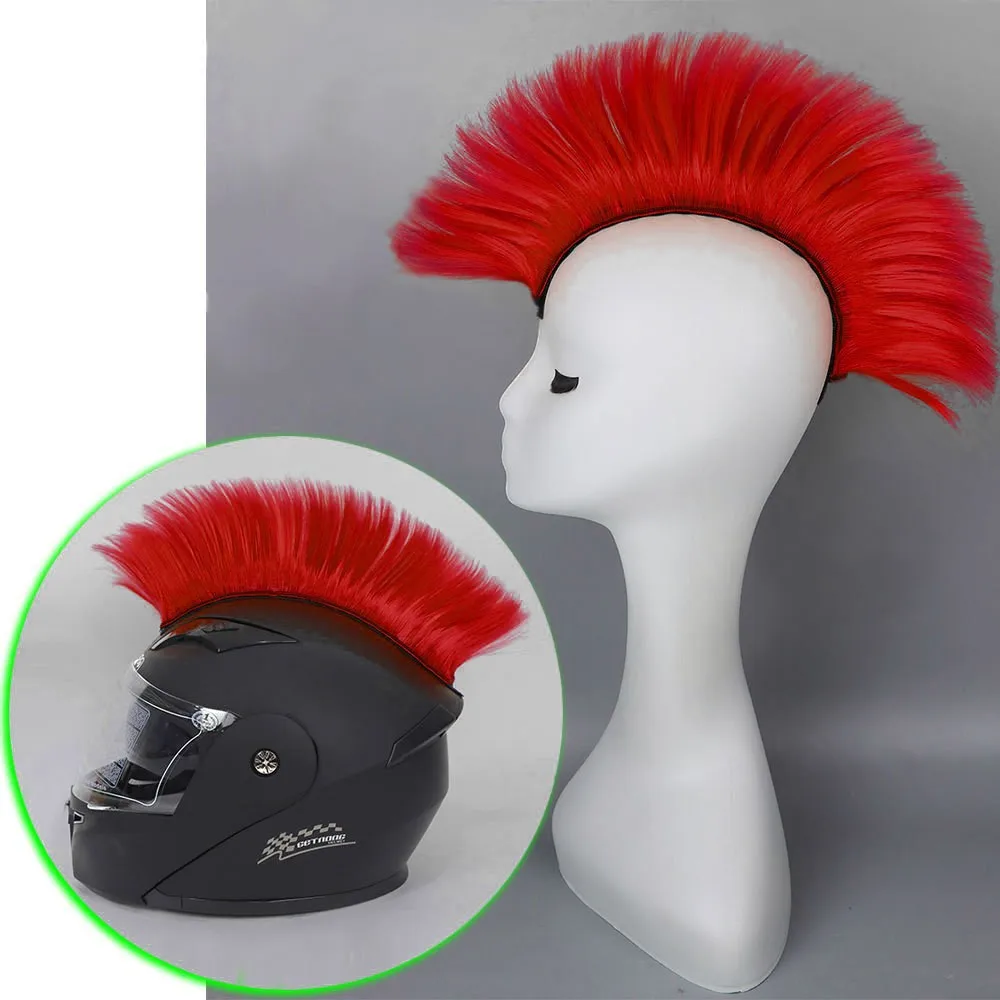 Unique Bike Headwear Hawks Mohawk Wig Universal Helmet Decoration Durable Synthetic Fiber Riding Style Accessory
