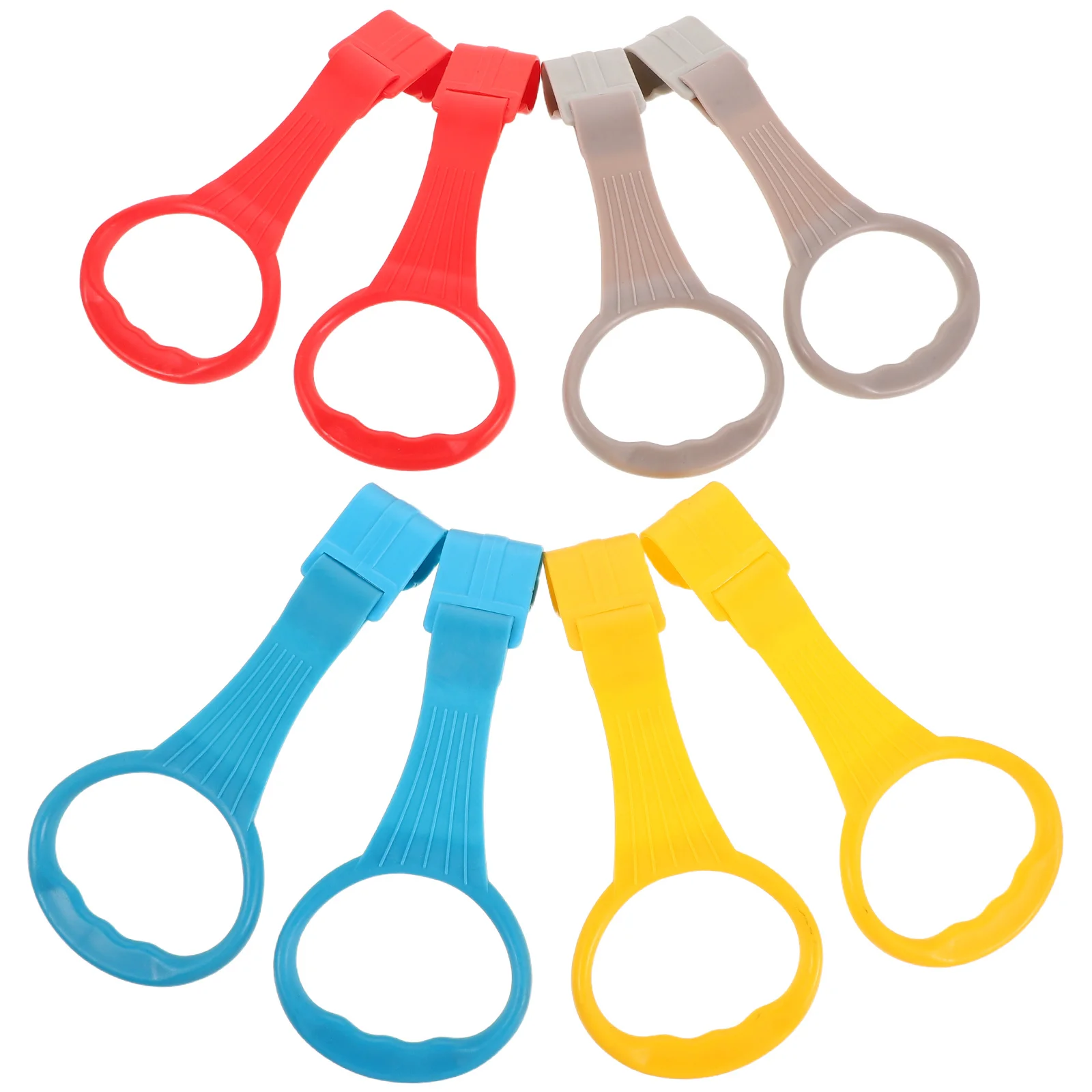 8 قطعة حلقات واقفة للأطفال ملحقات روضة متعددة الألوان لسرير الأطفال مقابض سحب لأعلى أدوات التدريب تطوير مهارات المشي للرضع