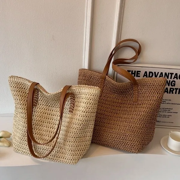 

Summer beach vacation straw woven bag, new versatile commuting shoulder bag, woven tote
