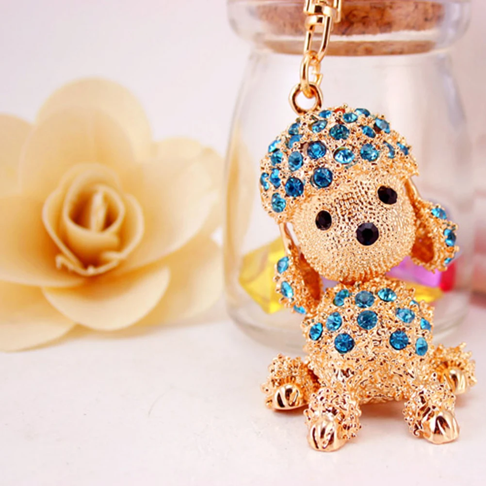 

Poodle Dog Personalized Creative Car Pendant Keyring Crystal Unique Fruit Pendant Fashion Zinc Alloy Heart Strong