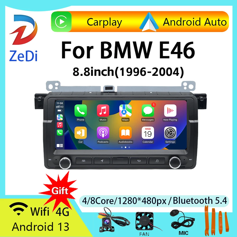 Suitable for BMW E46 from 1996 to 2004, 8.8-inch, in car multimedia player GPS，WIFI、 Android 13, etc.