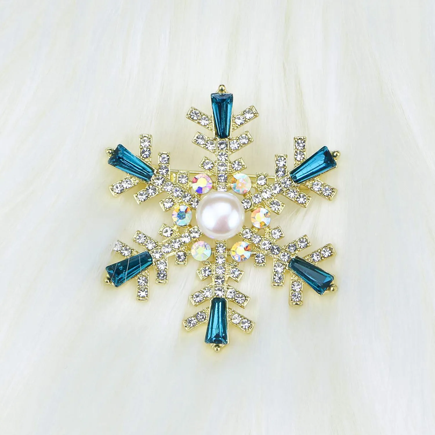 Broche de perlas exquisito a la moda para mujer, copo de nieve, joyería de perlas naturales perfecta para fiesta