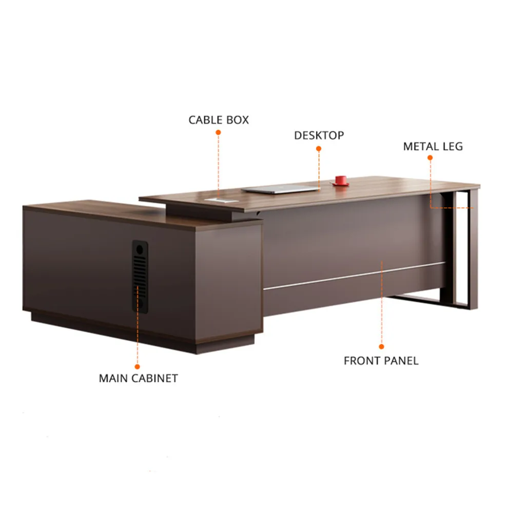 Executive Boss Working Table Desk With Reversible Side Table L Shape Office Furniture Executive Office Manager Tablepromote sale