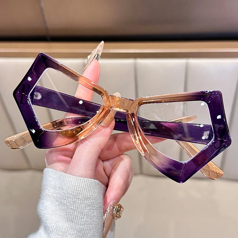 Übergroße Cat Eye Mode Lesebrille für Frauen Trendy Kontrast Farbe Design Rahmen Brillen Retro Anti Blau Licht Brillen – Detail 2