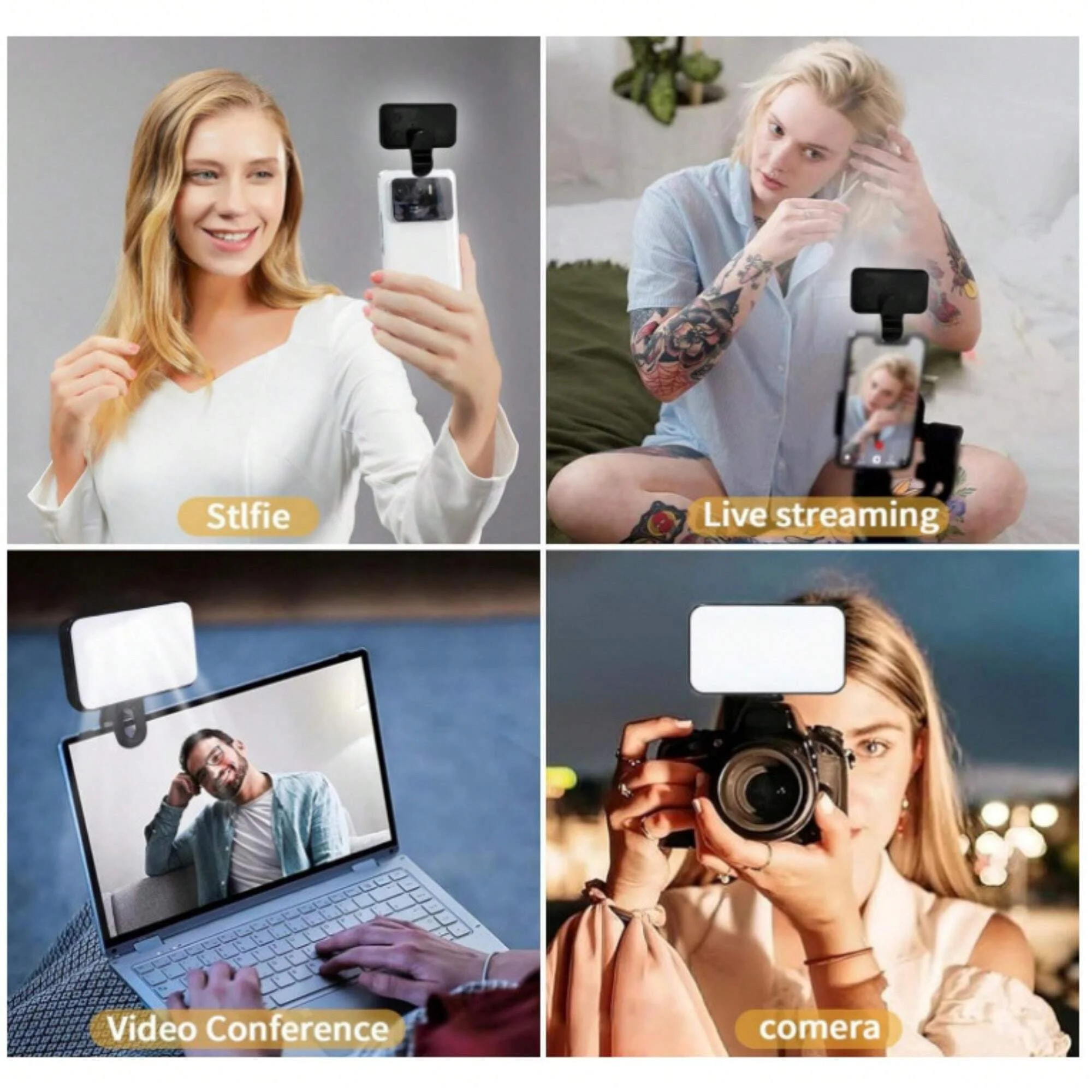 Mini luz de relleno portátil para Selfie, recargable, 3 modos de brillo ajustable, Clip para teléfono, portátil, tableta, maquillaje para reuniones