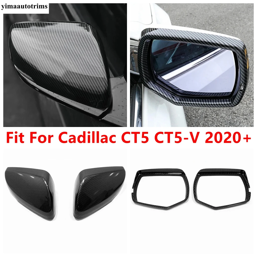 

Car Door Rearview Mirror Rain Frame Eyebrow Decoration Cover Trim Carbon Fiber Accessories For Cadillac CT5 CT5-V 2020 2021 2022