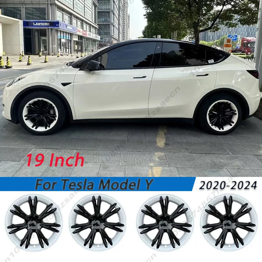 

4PCS Wheel Caps 19Inch Hub Cap For Tesla Model Y 2020-2024 Performance Replacement Automobile Wheel Hubcap Full Rim Cover