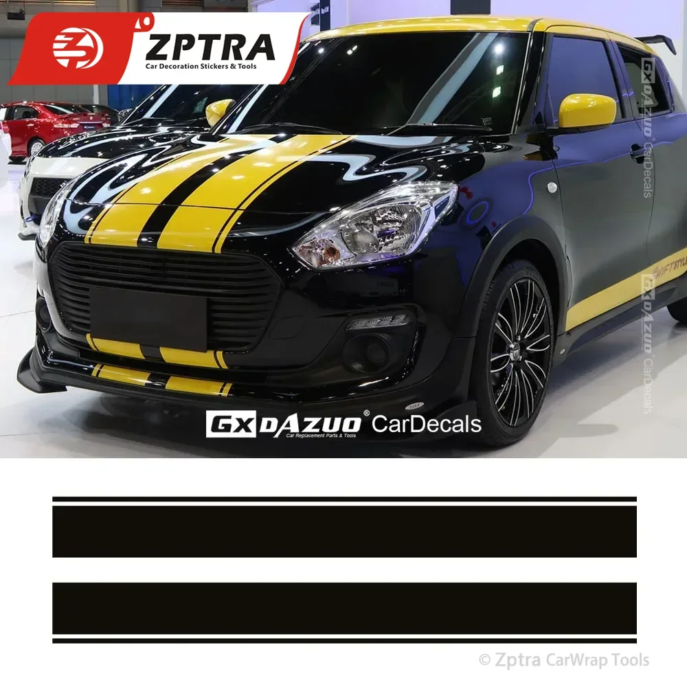 Car Hood Bonnet Vinyl Decals Auto Door Side Skirt Sticker For Suzuki-Swift Sport Carbon Racing Styling Body Stripes Accessories