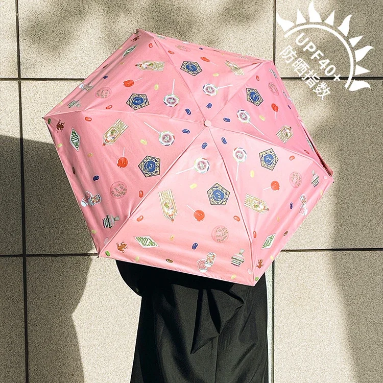 New Harries Honey Dukes Folding Umbrella Movie Peripheral Anime Sunscreen Umbrella with Umbrella Box Pink Pottered Fans Gifts