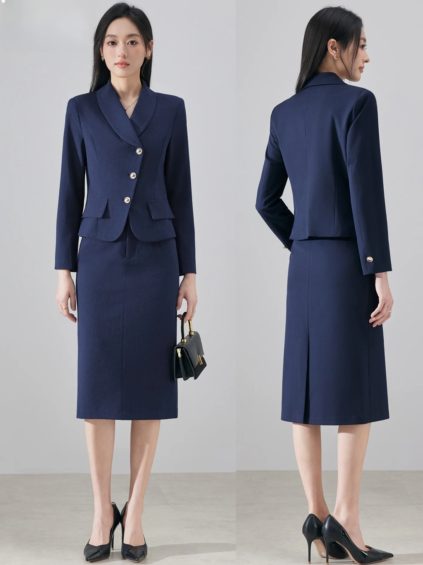 Elegant Royal Blue Suit Set for Women Luxury High-End Business Workwear Professional Formal Outfit Commute Ready Polyester Fiber