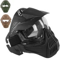 Máscara táctica con lente para tiro, entrenamiento de Paintball, juego de guerra Cs, máscara facial completa, protección, máscaras de combate Airsoft, conjunto de gafas