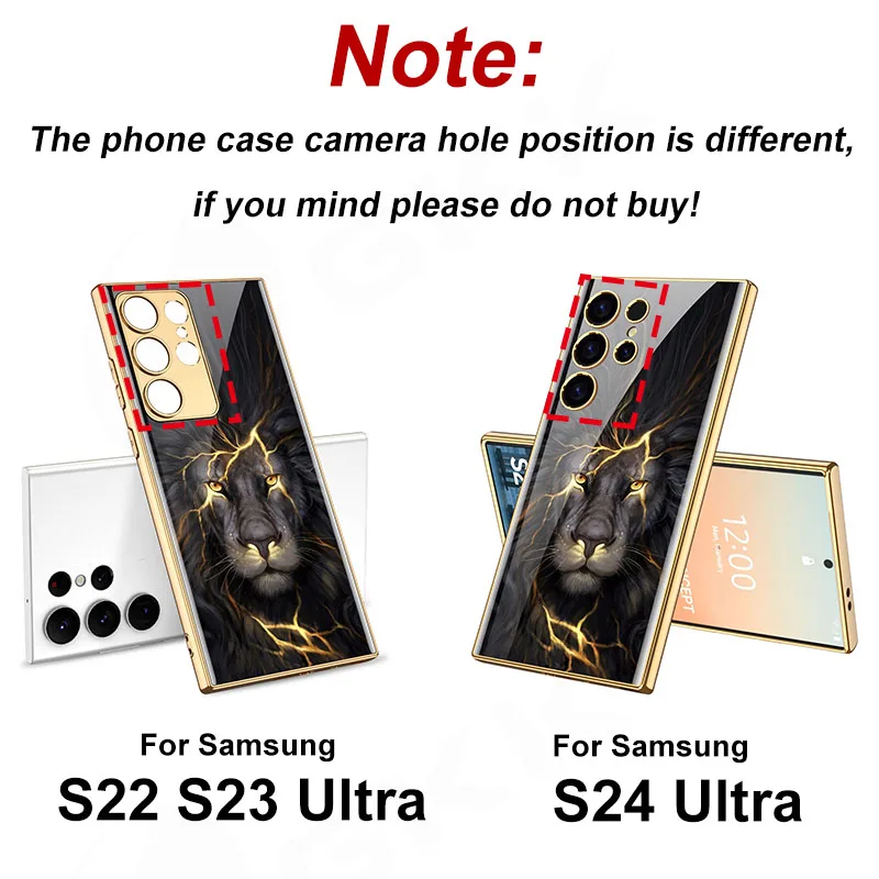 GKK Painted Tempered Glass Case For Samsung Galaxy S24 Ultra Camera Protective Plating Edge Hard Cover For Galaxy S24 Ultra Case