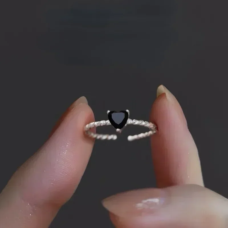 

Real S925 Silver Crystal Zircon Rings Sweet Elegant For Women Star Ring Purple Rhinestone Adjustable Girl Personality Jewelry