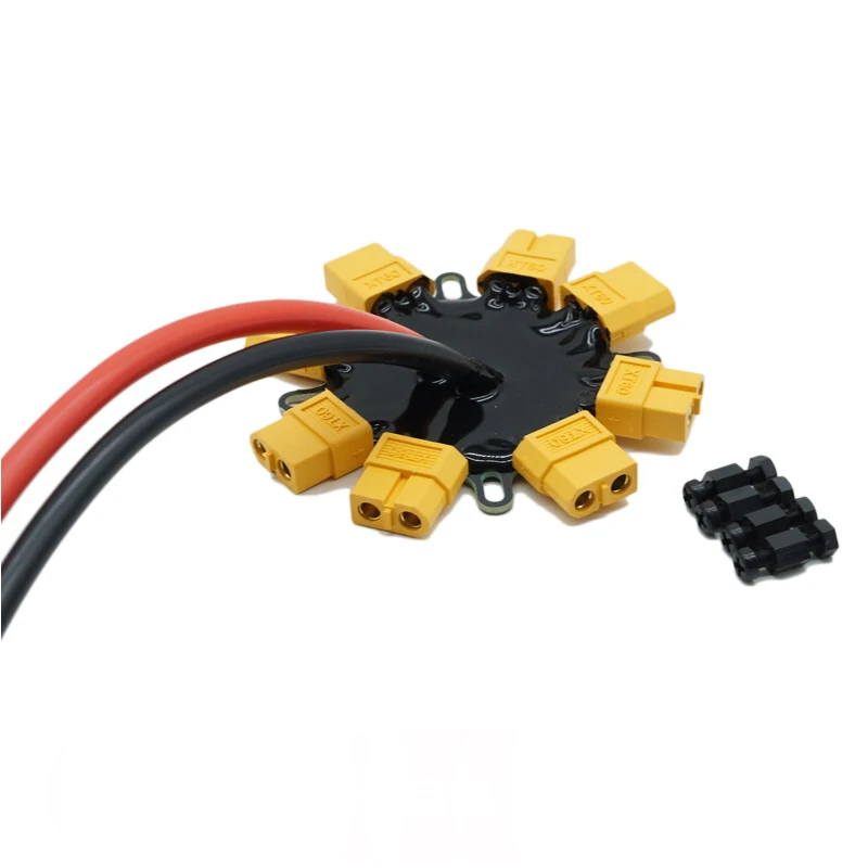 

1 шт., 200 А, 8-канальный разъем XT60-F, интеграционная плата, плата распределения питания ESC с кабельной розеткой для многоосевого радиоуправляемого дрона