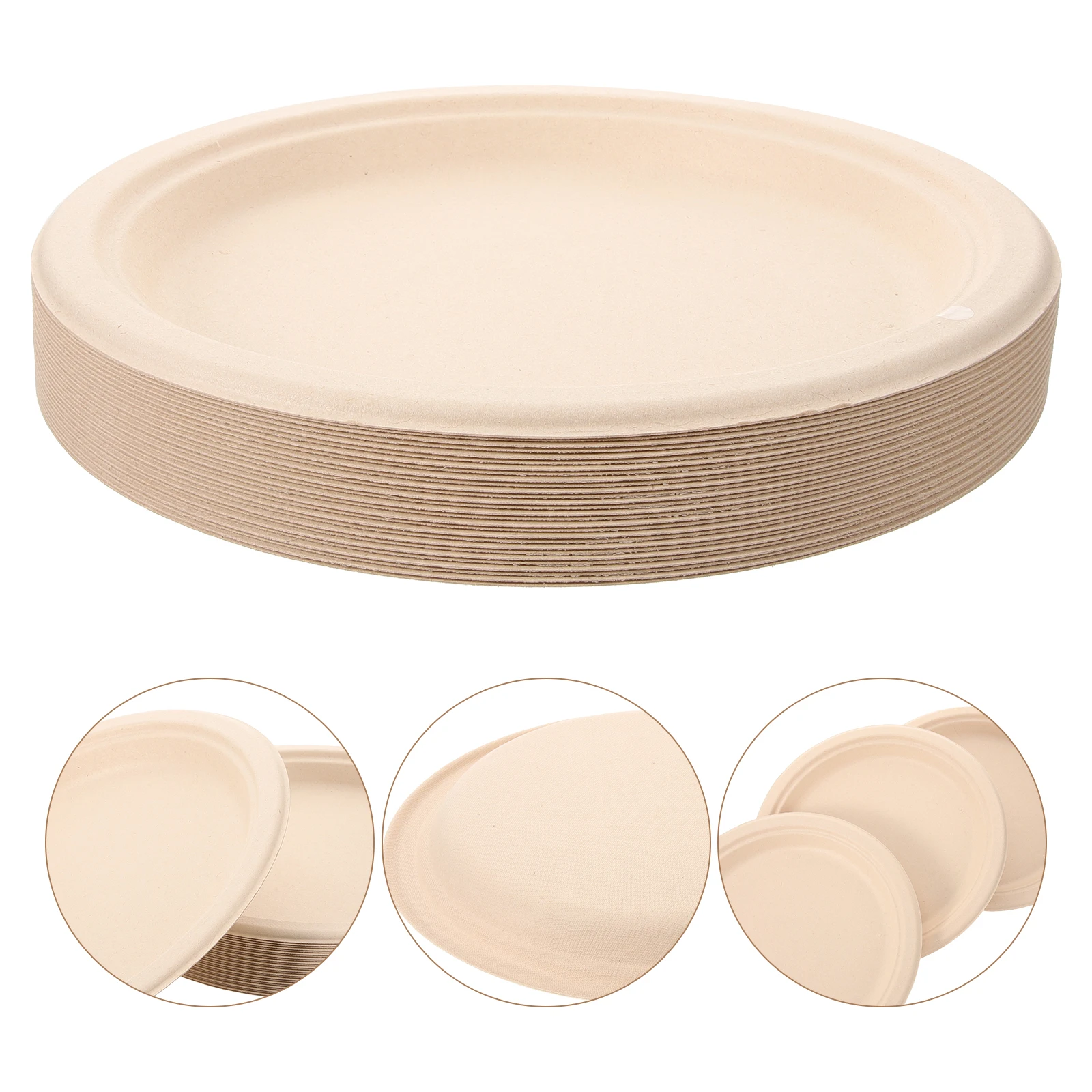 

50pcs Paper Plates Disposable Party Cake Platters For Birthday Festival Gathering Sturdy Round Food Plate Household Disposable